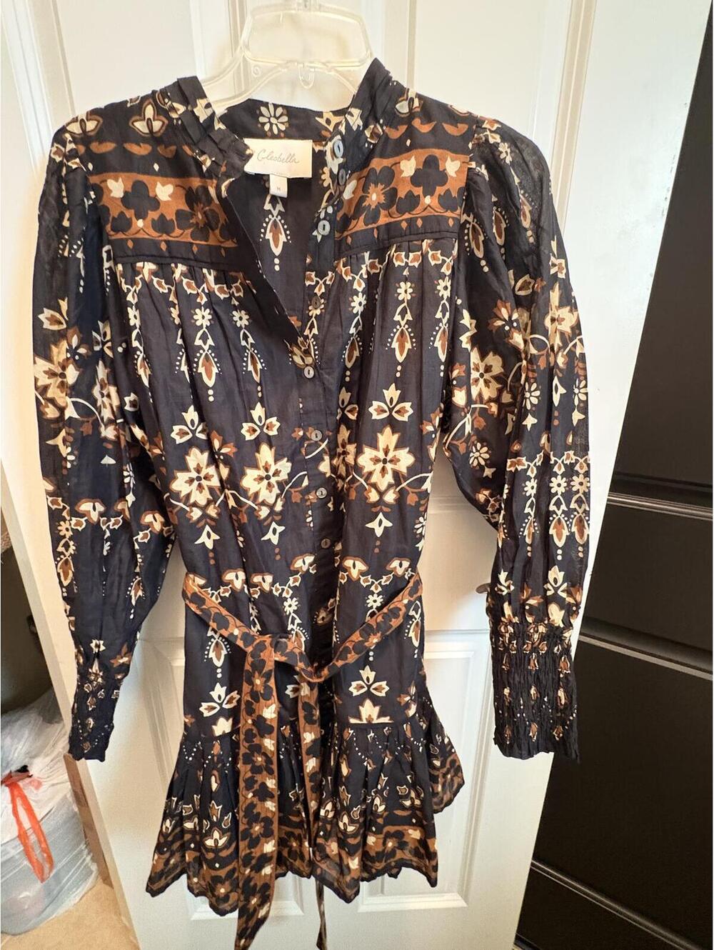 Cleobella Floral Dress Puff Sleeve Bohemian Chic M
